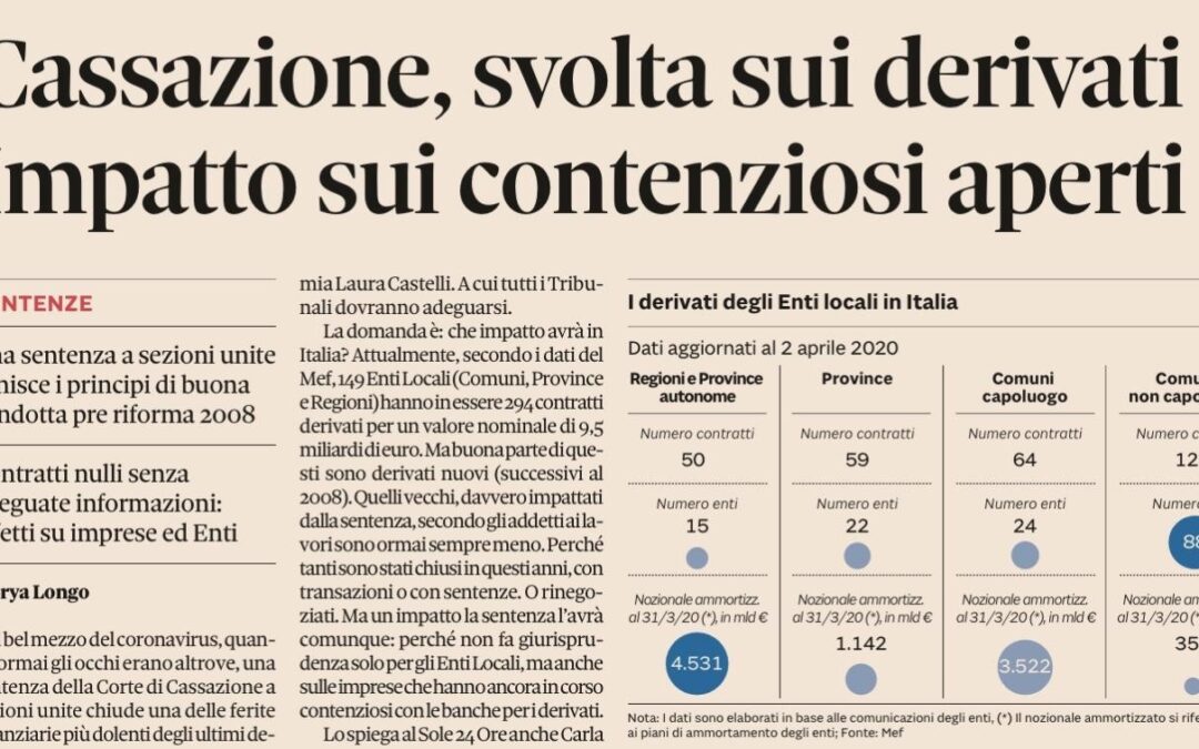 Perizia i tuoi Derivati, sentenza della cassazione n. 8770/2020